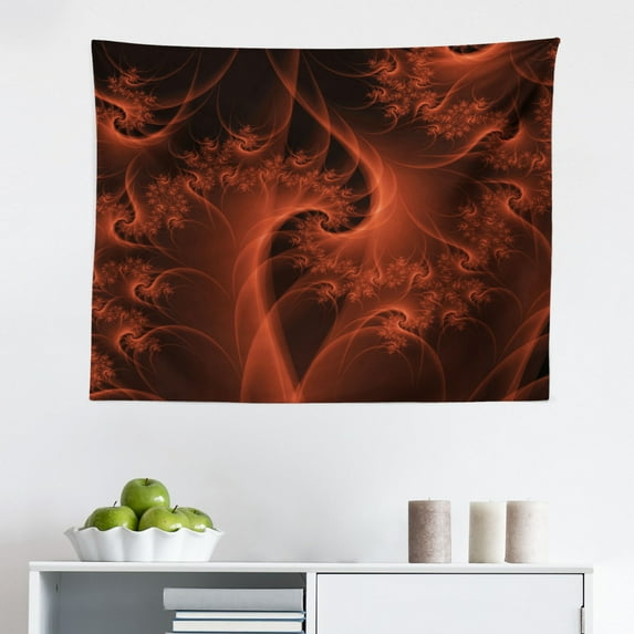 Burnt Orange Tapestry, Vintage Mosaic Background Quadratic Little Geometric Squares Faded Print, Fabric Wall Hanging Decor for Bedroom Living Room Dorm, 2 Sizes, Orange Mustard, by Ambesonne