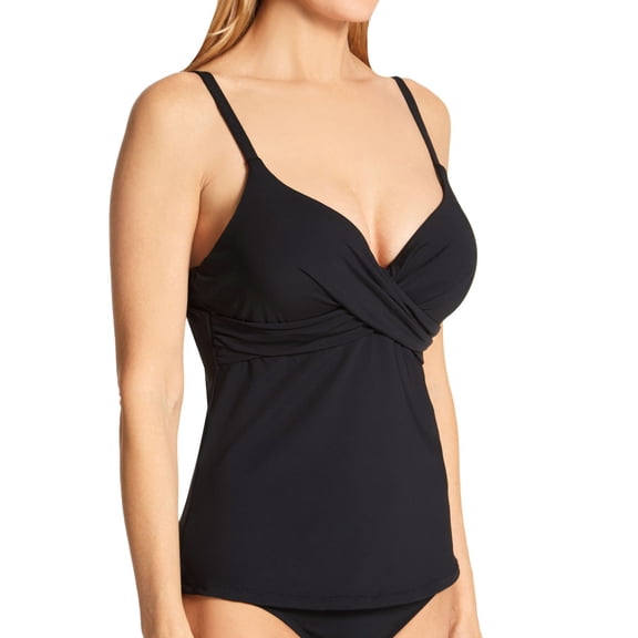 Women's Leilani A720070 Solids Gemini Tankini Swim Top (Black 16)