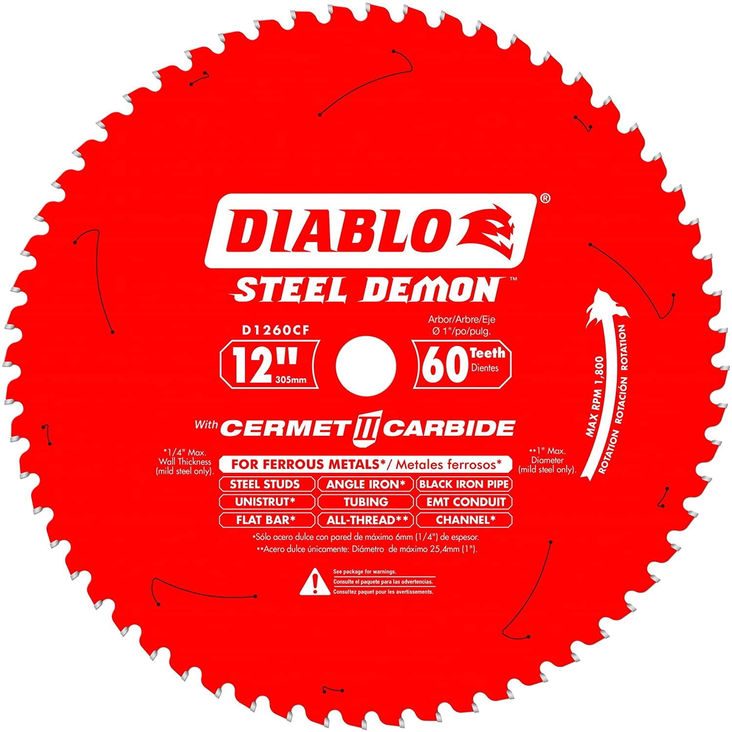 Diablo D1260CF 12" 60Tooth Cermet II Metals & Stainless Steel Circular Saw Blade