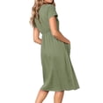 thumbnail image 6 of KKSHOW Women V Neck Short Sleeve Button Midi Swing Dress Summer, 6 of 6