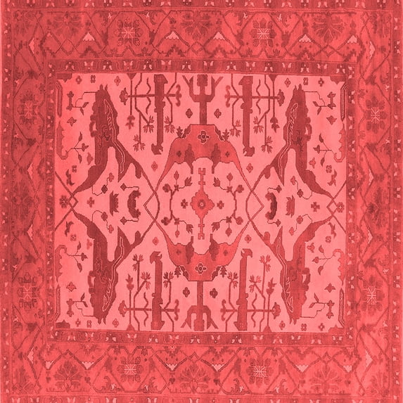 Ahgly Company Indoor Square Oriental Red Industrial Area Rugs, 8' Square