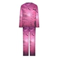 thumbnail image 5 of QIUOMBBP 2 Piece Outfits for Women Halloween Printed Long Sleeve Shirt and Pajama Pants Lounge Sets Fall Winetr Clothes, Pink, M, 5 of 7
