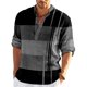 thumbnail image 1 of Camisa de negocios para hombre, cuello en V, botones, escote, manga larga, pulóver, Tops, retales de Color, figura geométrica, cárdigan, camisa informal, Tops, 1 of 5