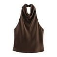 thumbnail image 4 of Ulitacool Womens Summer Tank Tops Sleeveesswinter Satin Camisole Lightweight Layering Timeless Wardrobe Staple Trend Clothing S Brown, 4 of 4