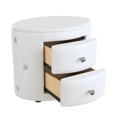 thumbnail image 5 of PU Leather Nightstand, Elegant Bedside Table with 2 Drawers and Crystal Handle, Oval 2-Drawer Upholstered Nightstand, Storage Bed Side Table Fully Assembled Except Legs & Handles,Suitable for Bedroom, 5 of 7