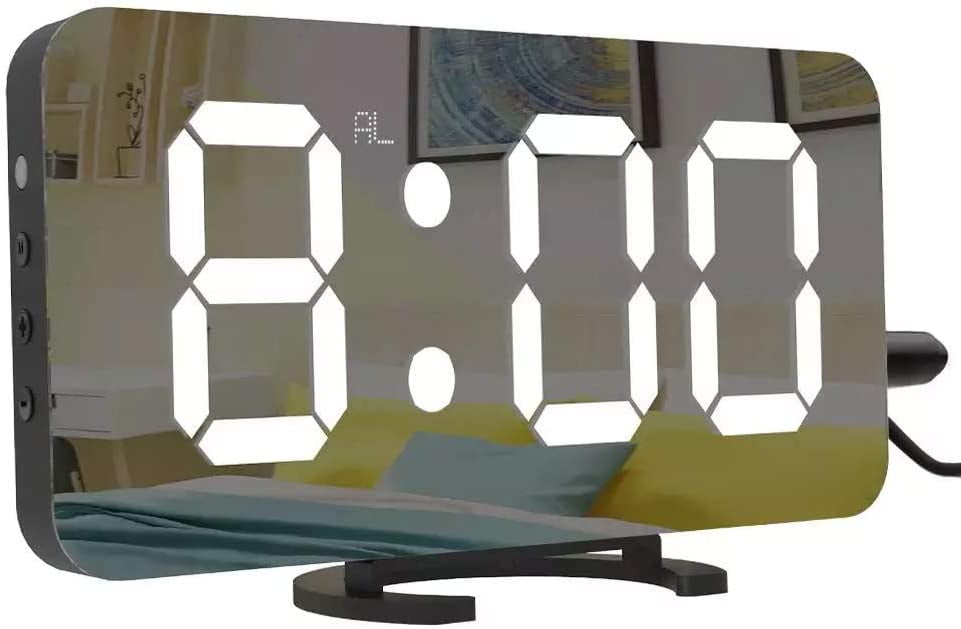 Ultra Thin Modern Snooze and Time Setting LED Digital Decorate Alarm Clock With Phone Charger For Home Decor BLUE Ultra Thin Modern Snooze and Time Setting LED Digital Decorate Alarm Clock With Phone Charger For Home Decor BLUE