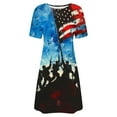 thumbnail image 4 of Frostluinai American Flag Dresses for Women Short Sleeve Crew Neck Midi Dress Vintage 4th of July Knee Length Dress Summer Beach Dresses, 4 of 5