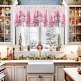 thumbnail image 2 of Christmas Snowman Pink Xmas Tree Stars Window Valances for Kitchen,Rod Pocket Valance Privacy Small Curtain,White Winter Snowflakes Window Treatment Drapes for Bedroom Laundry Room Farmhouse 54x18in, 2 of 7