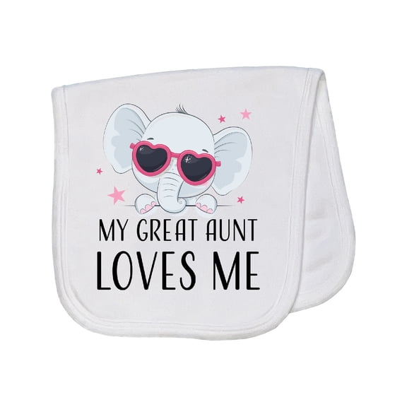 Inktastic Elephant My Great Aunt Loves Me Baby Burp Cloth