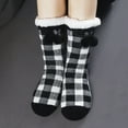 thumbnail image 2 of EnJoCho Women'S Thickened Fleece Lined Socks Autumn Winter Christmas Black Red Plaid Pattern Plush Insulation Anti Slip Floor Socks Ladies Winter Thick Fleece Socks, 2 of 6