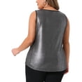 thumbnail image 3 of Agnes Orinda Women's Plus Size Metallic Tank Tops Party Glitter Camisole Sleeveless Square Neck Sparkly Tee Blouse 1X Silver, 3 of 6