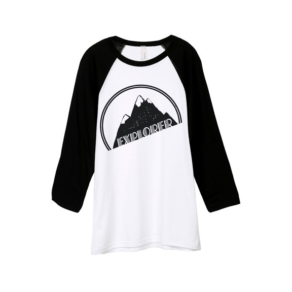 Thread Tank Explorer Unisex 3/4 Sleeves Baseball Raglan White Black Small