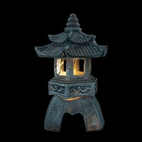 NICEXMAS Garden Japanese Lantern Solar Lamp Grey Outdoor Decoration 1 Pcs 10.2*6.1*6.1 in