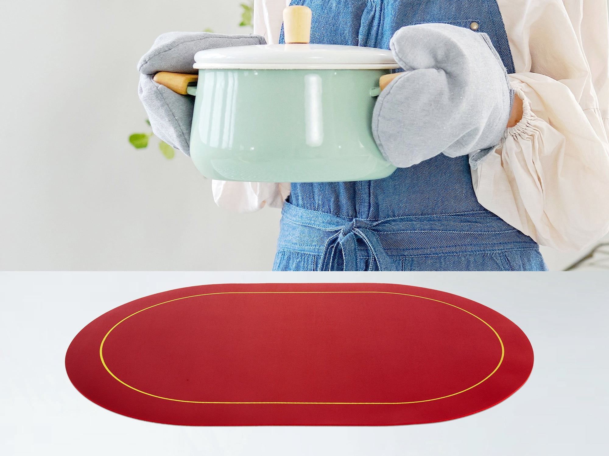Unique Bargains Faux Leather Placemats for Kitchen Washable Table Placemats 6pk Black Red