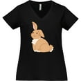 thumbnail image 3 of Inktastic Easter Cute Floppy Ear Brown Bunny Women's Plus Size V-Neck T-Shirt, 3 of 5