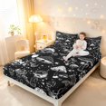 thumbnail image 3 of Homewish Goth Plant Mushrooms Bed Sheets,Botanical Fungi Full Size Sheets,Gray Black,4-Piece,1 Flat Sheet, 1 Fitted Sheet and 2 Pillowcases, 3 of 6
