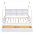 thumbnail image 5 of DreamBuck Full Size House Bed with 2 Drawers, Wooden House Bed Frame with Storage Shelves, Playhouse Platform Bed Frame with Roof, Full Bed Frame for Girls, Boys, Teens, No Box Spring Needed, 5 of 9