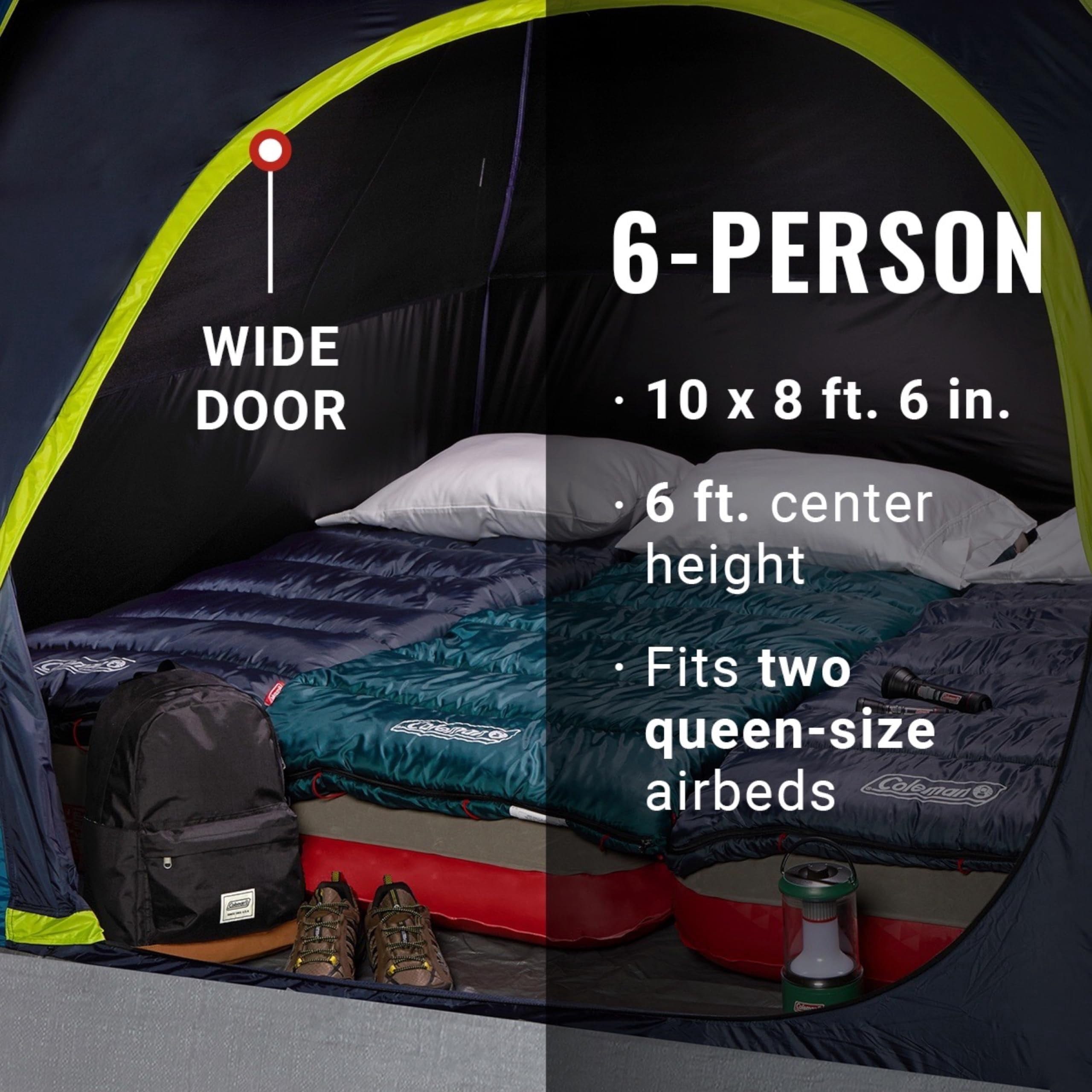 Coleman Skydome Dark Room Tent, 4/6/8/10 Person Family Tent Blocks