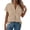 Khaki, variant on Tnhcen Women's 100% Cotton Pre-Washed Crinkle V-Neck Short Sleeve T-Shirt, Casual Loose Fit Tops with Button Detail, Stylish Relaxed Tee for Women, Everyday Basic T-Shirt S-2XL