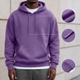 thumbnail image 3 of IAJDKMEK Men's Hoodie Fleece Sweatshirt Pullover - Long Sleeve, Drawstring Hood, Solid Color, Soft Fleece, Great for Men's Daily Wear, Outings, and Relax,Purple 2XL, 3 of 9