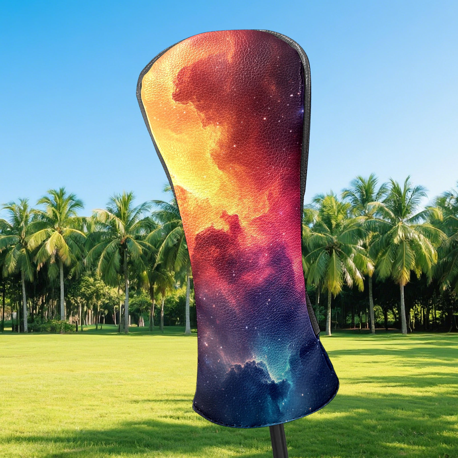 Golf Club Covers PU Leather Waterproof Head Covers for Fairway Woods Hybrids Gradient Aurora