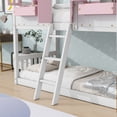 thumbnail image 4 of Twin over Twin House Bunk Bed with Roof,Floor Bunk Bed with Safety Guardrails and Ladder,Bunk Bed Frame with Window,Window Box and Door,Pink+White, 4 of 9