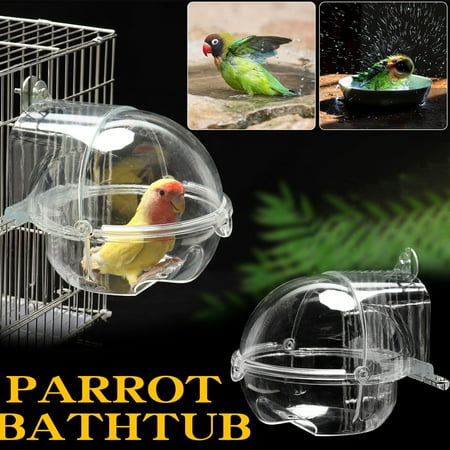 Guozer Bird Bath for Cage Hanging Pet Bathtub Transparent Bird Shower Small Pet Tub