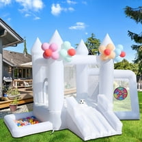 White Bounce House with Blower,Family Backyard Bouncy Castle,suitable for Yard,Events,Kids Bounce House,Children's Gifts(8ftL×11ftW×7ftH)