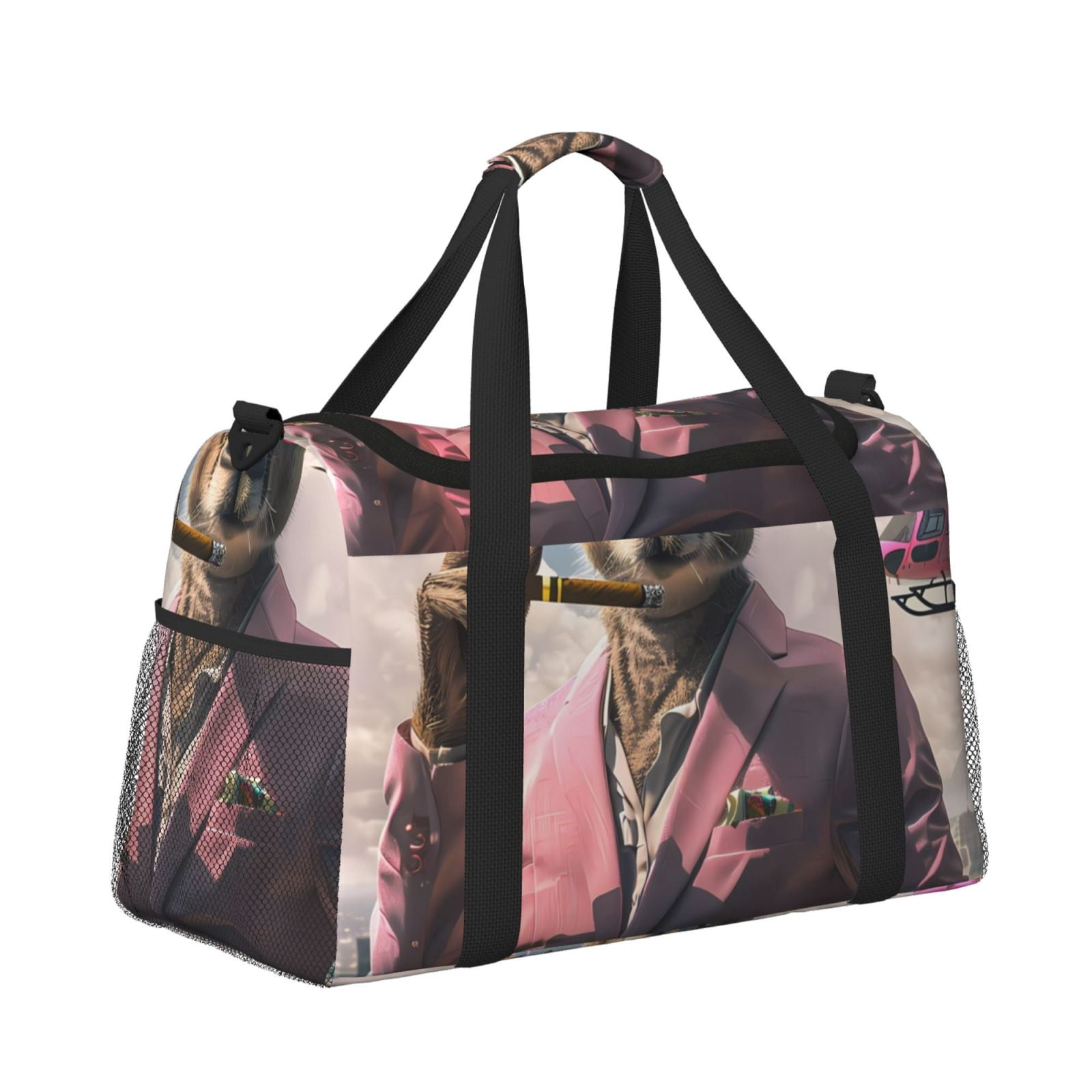Picia Stylish Kangaroo In Suit Print Travel Duffle Bag,Weekender Bags for Women with Shoe Compartment, Gym Duffel Bag with Wet Pocket, Hospital Bags for Labor and Delivery