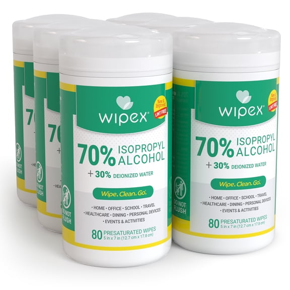 Wipex 70% Isopropyl Alcohol (IPA) Wipes Canister 80ct, 6Pk Case