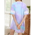 thumbnail image 2 of Avidlove Bamboo Viscose Nightgowns for Women Tie Dye Oversized Short Sleeve Sleep Shirts V Neck Pajamas Dress Sleepwear, 2 of 7