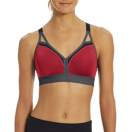 Champion The Curvy Strappy Sports Bra - Size - L - Color - Red Spark/Granite Heather/Black