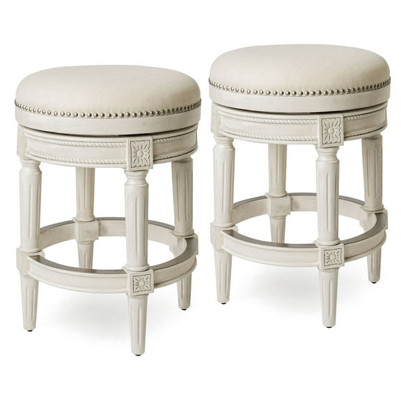 Open Box Maven Lane Pullman Swivel Bar Stool, White, Counter Height 2 Pack