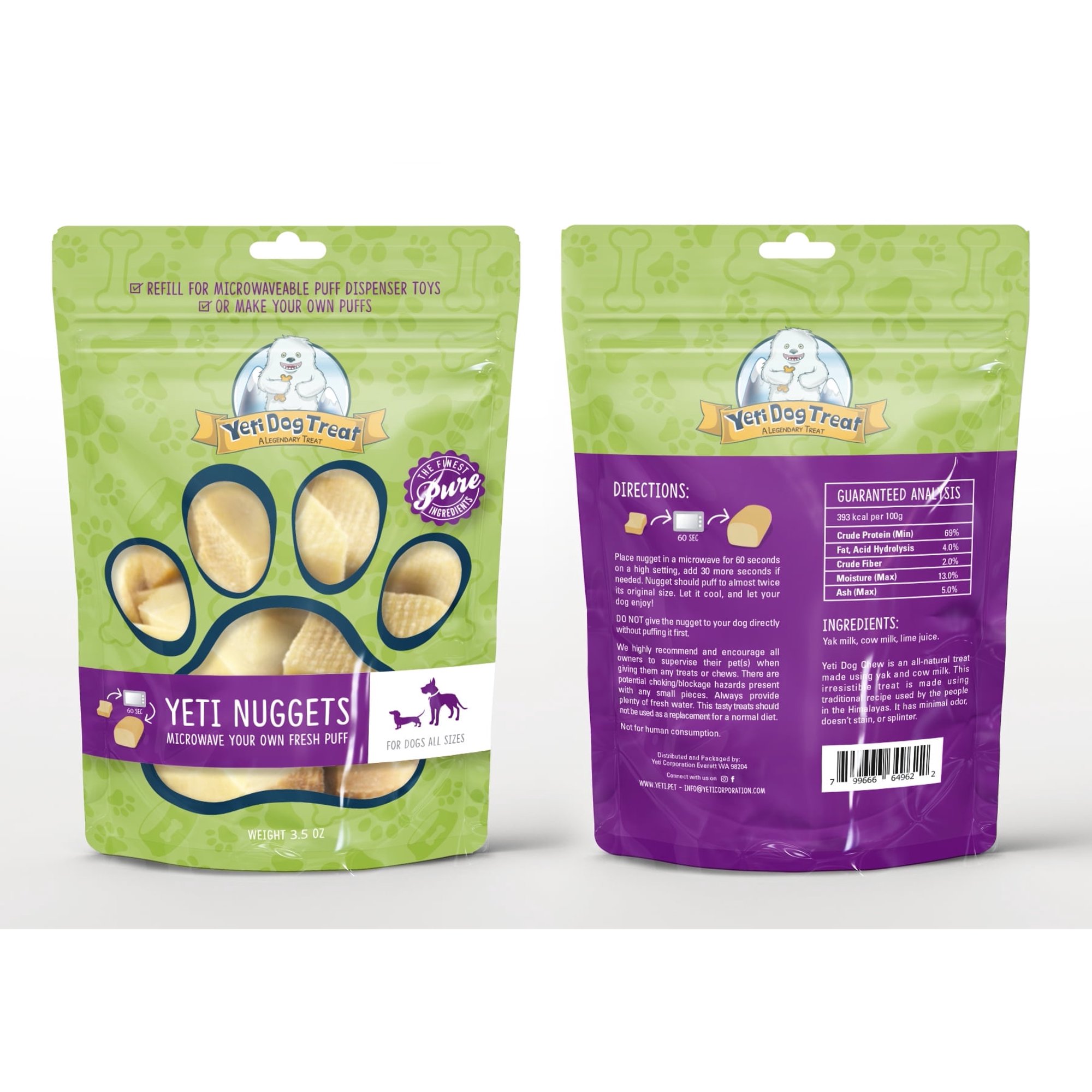 Yeti Dog Chew Refill Nuggets for Chew Toys, Natural Yak Chews, 6 Pieces, 3.5 oz