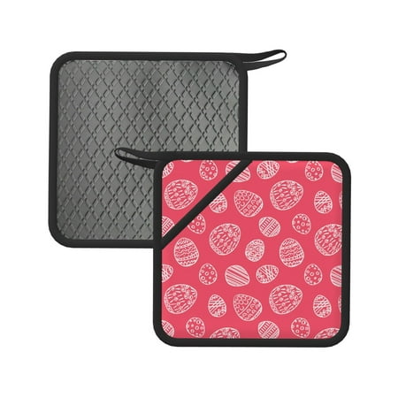 

2pcs Silicone Anti-Hot Hot Pads Oven Mitts Heat Resistant Pot Holders With Pockets Non Slip Oven Glove Potholder For Kitchen Cooking Bbq Baking 7.1in Easter Eggs