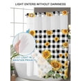 thumbnail image 4 of No Hook Cloth Fabric Shower Curtain with Snap in Liner, Orange Sunflower Waterproof Shower Curtains Set with See Through Top Window, Vintage Black Plaid Bee Floral Summer Bath Curtains Shower 60"x72", 4 of 6