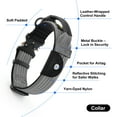 thumbnail image 3 of Plutus Pet Tactical Dog Collar with Tracker Packet for AirTag, Adjustable Reflective Nylon Collar, Metal Buckle, Leather-Wrapped Handle, Soft Padded for Medium Large Dogs (Gray, L), 3 of 10