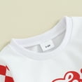 thumbnail image 4 of Bagilaanoe 2Pcs Toddler Baby Boy Valentine's Day Clothes Checkerboard Print Long Sleeve Sweatshirt Tops + Sweatpants 6M 12M 18M 24M 3T Kids Pants Set, 4 of 8