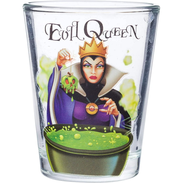 Silver Buffalo Disney Villains Queen, Cruella, Malificent, and Ursula 4  Pack Mini Glass Set, 1.5 Ounce