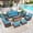 Peacock blue, variant on SUMMIT LIVING 9-Seat Patio Furniture Set with 56" Gas Fire Pit Table (50,000 BTU), Wicker Sectional Outdoor Conversation Set with Swivels Chairs, Beige
