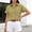 Yellow, variant on Women's Casual Plaid Short Sleeve Shirt Collared Button Front Pocket Solid Color Summer Blouse Yellow