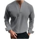 thumbnail image 2 of Blusas y camisas de manga larga con cuello en V para hombre, blusa informal de manga larga lisa con cuello en V, blusa de poliéster para hombre, 2 of 8
