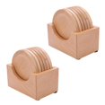 thumbnail image 1 of 2x posavasos de madera para taza de café, almohadilla aislante redonda de haya, madera maciza, 1 of 5