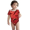 thumbnail image 2 of Xecao Floating Red Chili Peppers Pattern Baby Climbing Bodysuit Short Sleeve Onesie Unisex 0-12 Months Baby Shirt Newborn Outfits Crotch snap design-6 Months, 2 of 6