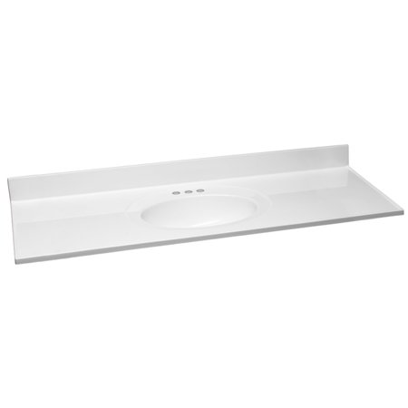 Design House 553396 Cultured Marble Vanity Top, 61", Soild White