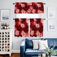 thumbnail image 4 of Country Chrysanthemum on Red Curtain Tier and Valance Set 3 Piece, Watercolor Flower Seamless 3-inch Rod Pocket Window Tier Curtains Valance for Kitchen Living Room, 4 of 9
