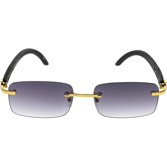 Retro Wood Buffs Vintage Gangster Style Rimless Rectangular Sunglasses