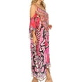 thumbnail image 4 of Sakkas Amaya Loose Fit Long Printed Strappy Cutout Shoulder Boat Neck Kaftan Dress - BUM93-Multi - One Size, 4 of 5