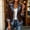 Brown, variant on Women Denim‑Spliced Ribbed Knit Short Jacket Notched Lapel Button‑Front Cuffed Long Sleeve Casual Outer Coat Black XXL