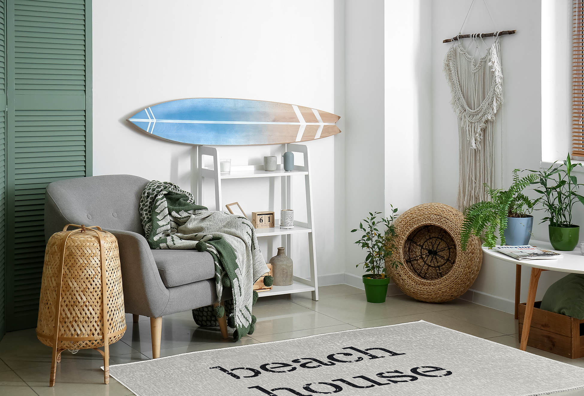 Simply Daisy 4' x 6' Beach House Nautical Chenille Rug, White